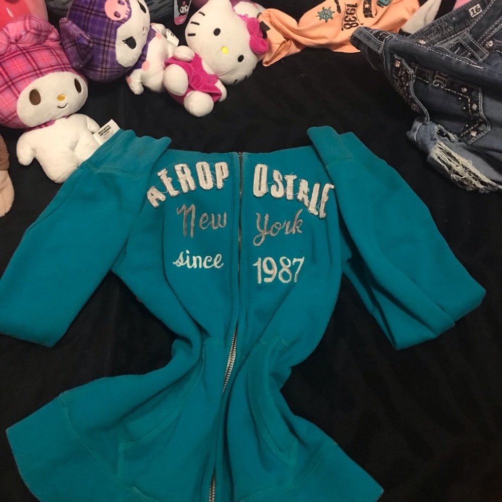 Fall timey Aéropostale jacket / aero WOMENS SIZE M 
- Blue grey n white